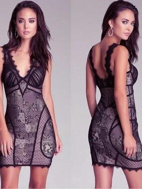Bebe Y2K Black lace bodycon mini dress